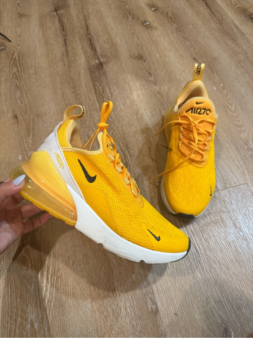 Nike Yellow and White Air Max 270 Running Shoes